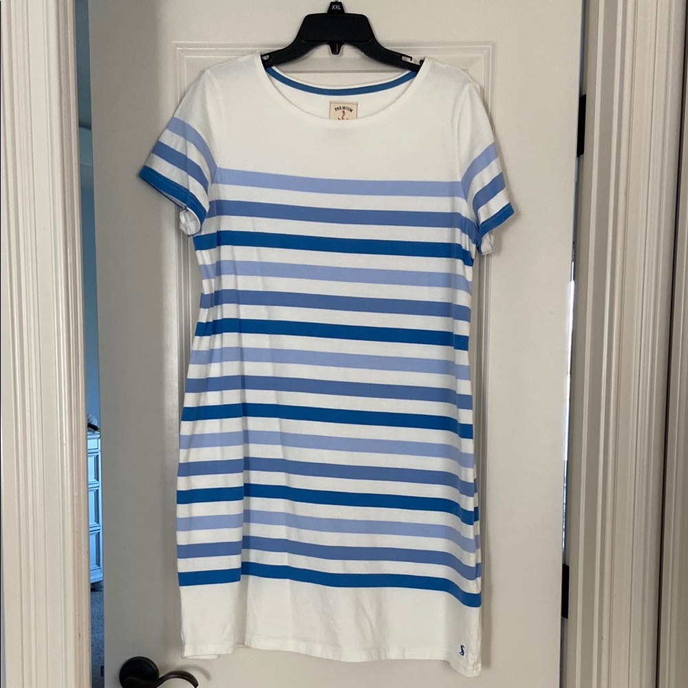 Joules White and Blue Casual Sheath Dress